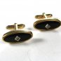 Dressy Gold Tone & Black & Clear Stone Cufflinks Unbranded 111615
