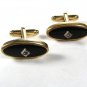 Dressy Gold Tone & Black & Clear Stone Cufflinks Unbranded 111615