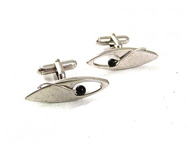Vintage Silvertone & Black Cufflinks By ANSON 51817