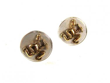 Vintage Goldtone & White Keystone Cop Cufflinks Unbranded 31816