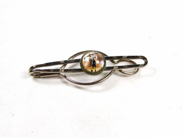 Old & Odd Hand Painted Golfer Silvertone Tie Clasp Unbranded.101615