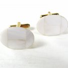 Vintage Goldtone & Mother of Pearl Oval Cufflinks 81316