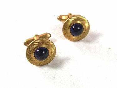 Vintage Gold Tone & Blue Cufflinks Unbranded 61716