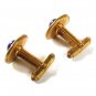 Vintage Gold Tone & Blue Cufflinks Unbranded 61716
