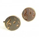 Vintage Goldtone & Silvertone Musical Note Cufflinks By HICKOK USA 9417