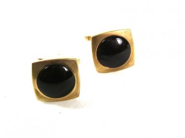 Vintage Gold Tone Red Square Cufflinks By HICKOK USA 51716