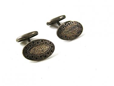 Edwardian / Deco Silver Tone Monogramable Cufflinks 11017