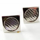 Vintage Silvertone Circle In Square Cufflinks By SWANK 42116