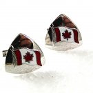 Vintage Silvertone Red Canadian Maple Leaf Flag Cufflinks 62017
