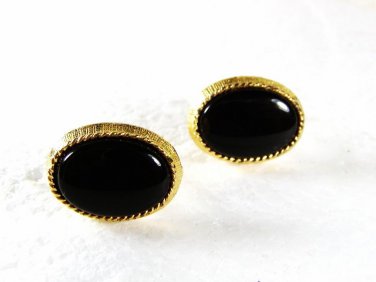Goldtone & Black Very Dressy Cufflinks Made In U.S.A. 31916