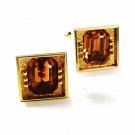 Vintage Goldtone & Topaz Rhinestone Cufflinks Unbranded 42116