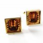 Vintage Goldtone & Topaz Rhinestone Cufflinks Unbranded 42116