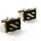 Vintage Silver Tone Black Opalescent Cufflinks 12617