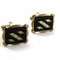 Vintage Silver Tone Black Opalescent Cufflinks 12617