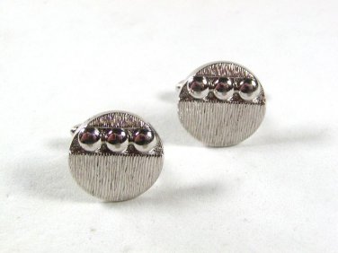Vintage Silver Tone Round Cufflinks By SWANK 52116