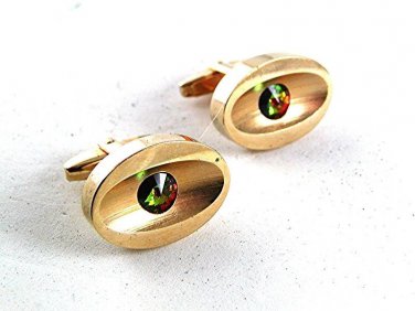 Vintage Goldtone & Sparkly Watermelon Cufflinks By SARAH COVENTRY 81817