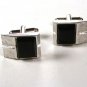 Silver Tone & Black Cufflinks by S 111615