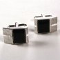 Silver Tone & Black Cufflinks by S 111615