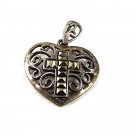 Vintage Sterling Silver Marcasites Heart Cross Pendant 13017