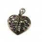 Vintage Sterling Silver Marcasites Heart Cross Pendant 13017