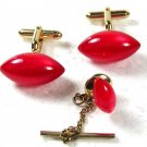 Silvertone & Pink Plastic Cufflinks & Tie Tac Unbranded 22916