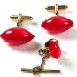 Silvertone & Pink Plastic Cufflinks & Tie Tac Unbranded 22916