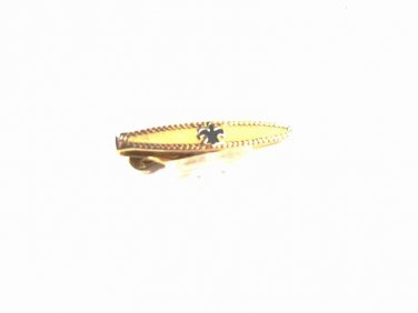 1960's Goldtone Black Fleur de Lis Tie Clasp By SWANK 32116