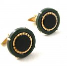 Gold Tone & Green Cufflinks Marked w/S In Coffin 121616