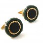 Gold Tone & Green Cufflinks Marked w/S In Coffin 121616