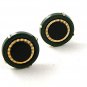 Gold Tone & Green Cufflinks Marked w/S In Coffin 121616