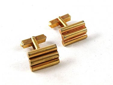 Vintage Ridged Gold Tone Cufflinks 102616