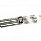 1930's-50's Deco Silvertone & Black Initial / Letter M or W Tie Clasp 6917