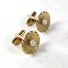 Vintage Gold Tone & Faux Pearls Dressy Cufflinks Unbranded 62216