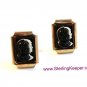 Vintage Gold Tone Black on White 2 Greek / Roman Warriors Cameo Cufflinks