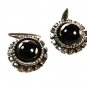 Vintage Green & Clear Rhinestones Button / Cufflinks Unbranded 102215