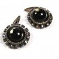 Vintage Green & Clear Rhinestones Button / Cufflinks Unbranded 102215