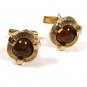 Vintage Goldtone & Brown Cufflinks Unbranded 102215