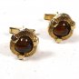 Vintage Goldtone & Brown Cufflinks Unbranded 102215