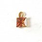 Small Gold Tone & Orange Colored Glass ?? Pendant 8416