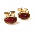 1960's Reddish Pink Goldtone Cufflinks Unbranded 102715
