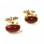 1960's Reddish Pink Goldtone Cufflinks Unbranded 102715