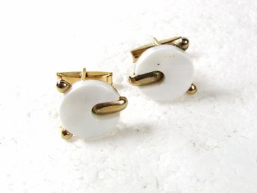 Goldtone & White Plastic Cufflinks Unbranded 32616