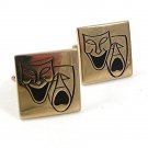 Vintage Goldtone Comedy Tragedy Theatre Cufflinks By SWANK 31717