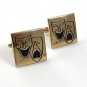 Vintage Goldtone Comedy Tragedy Theatre Cufflinks By SWANK 31717