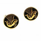 Goldtone & Black Sea Horse Cufflinks By HICKOK USA 42116