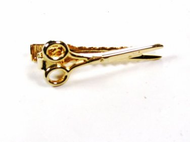 Vintage Gold Tone Scissors Tie Clasp Unbranded.111715