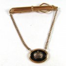 Vintage Gold Tone & Black Crown w/ Cross Tie Clasp By CORRECT QUALITY 52116