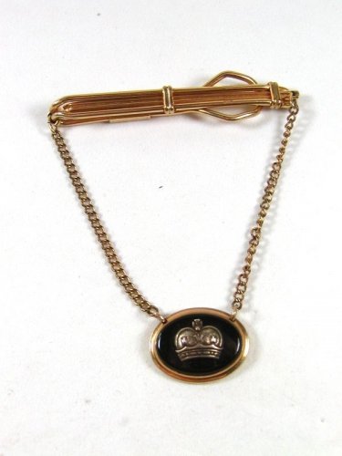 Vintage Gold Tone & Black Crown w/ Cross Tie Clasp By CORRECT QUALITY 52116