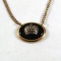 Vintage Gold Tone & Black Crown w/ Cross Tie Clasp By CORRECT QUALITY 52116