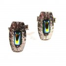 Silver Tone & Art Glass Blue Green Cufflinks Unbranded 12215